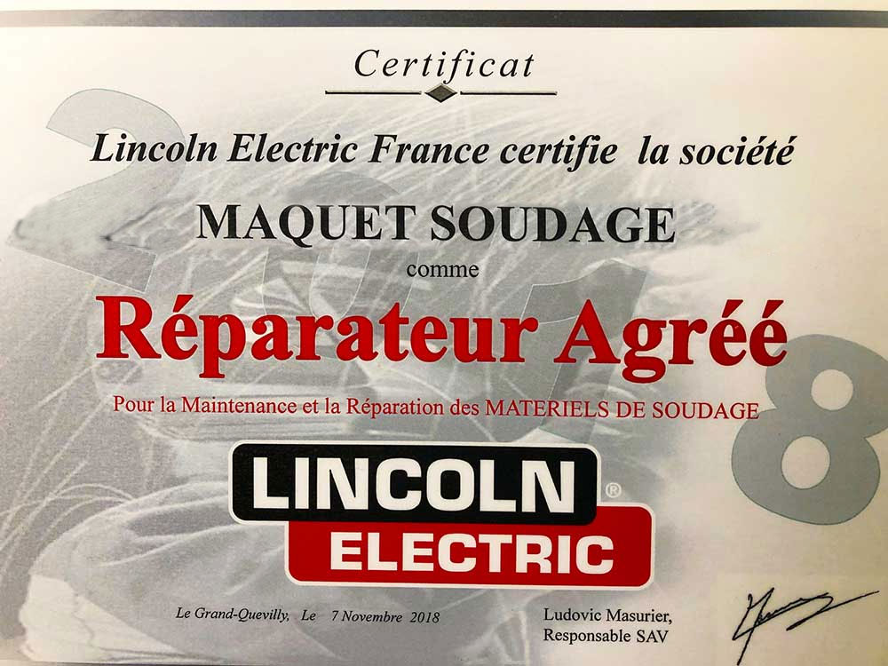 certificat réparateur